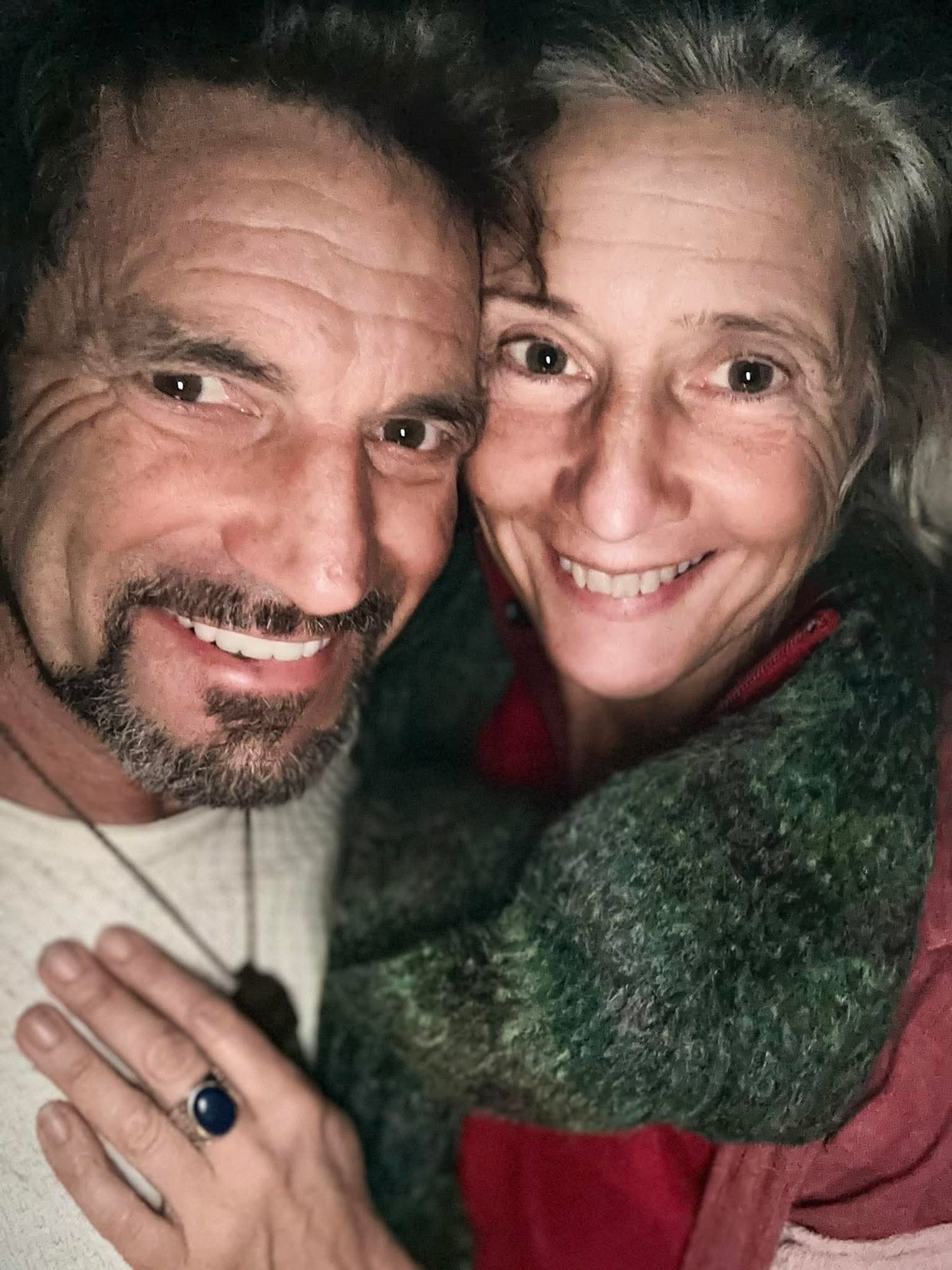 A tender close-up of Michael and Joy